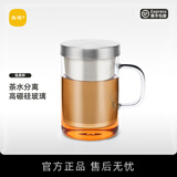 尚明耐热玻璃泡茶杯茶水分离不锈钢过滤办公茶杯带盖带把透明水杯家用 透明500ml
