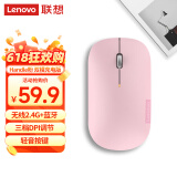联想（Lenovo）无线蓝牙鼠标充电鼠标轻音鼠标 Air Handle轻音双模鼠标 便携办公鼠标 桃花粉