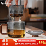 全度高硼硅耐高温办公杯茶杯烟灰色杯子简约带过滤茶水分离玻璃杯迷你 墩墩杯大号烟灰色 450ml 1只