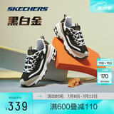 斯凯奇（Skechers）黑白金熊丨男女同款老爹鞋复古熊猫鞋情侣校园风潮流增高运动休闲 【女款】黑色/金色/BKGD(黑金) 38
