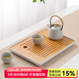 川岛屋日式竹茶盘家用托盘沥水小型简约客厅功夫茶具茶台茶托茶海 大号长方茶盘32*23*2.5cm