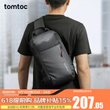 tomtoc单肩包男士斜挎包大容量背包休闲胸包男式学生包包骑行包T24 曜石黑 M码