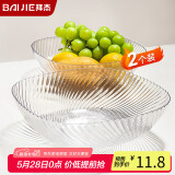 拜杰水果盘零食盘家用果盘客厅干果盘托盘糖果坚果盘透明白2只装