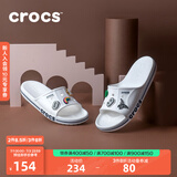 crocs卡骆驰一字拖贝雅卡骆班凉拖 情侣款运动休闲拖鞋|205392 白/深蓝-126 36 /37(220mm)
