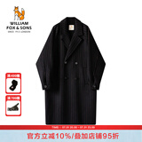 William fox&sons新复古回潮肌理感提花羊毛过膝长款灯笼袖落肩宽松双面呢羊毛大衣 橙条 XL /52