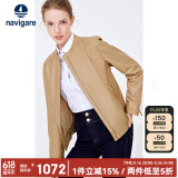 Navigare 意大利小帆船女士真皮皮衣秋冬款小立领羊皮机车服X2236700091 浅卡其 L 