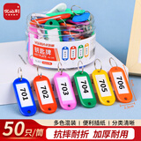 优必利  钥匙牌 加厚手提钥匙号码牌标签分类管理钥匙扣 宾馆房东大钥匙挂件 50只/桶 8201