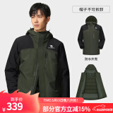 骆驼（CAMEL）拼色夹棉冲锋衣男女情侣棉服防风防水外套户外登山服 A13CA70135黑橄榄/幻影黑，男 S