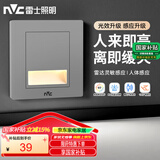 雷士（NVC）地脚灯人体感应智能雷达小夜灯地脚灯86嵌入过道走廊灯 银灰款