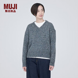 无印良品（MUJI） 女式 羊毛混纺 V领毛衣 长袖针织衫 女装 上衣 BA1O0A3A 炭灰色 S （155/80A）