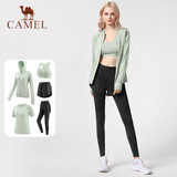 骆驼（CAMEL）运动套装女装新款瑜伽健身普拉提弹力短袖短裤长裤五件套运动服