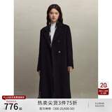 自巧（ZIQIAO）小个子正肩100%全羊毛双面呢大衣女2023冬季新款毛呢西装外套 星空黑 XS (2码)