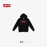 Levi's【特价来袭】李维斯情侣同款经典宽松休闲logo套头连帽卫衣 黑色 19622-0005 S