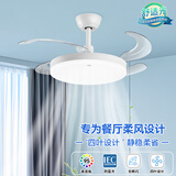 雷士（NVC） 风扇灯LED吊扇灯隐形扇现代简约变频餐厅卧室客厅遥控高显色灯具 荐！清风24W/高显指/6档调风