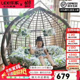 乐系（LEXI） 吊椅双人鸟巢秋千吊篮家用室内阳台吊兰户外吊床藤椅摇篮椅躺椅 双人咖啡色粗藤特大号 静音款
