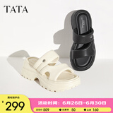 他她（TATA）休闲厚底拖鞋女外穿运动软底简约凉鞋夏新款WL202BT4 黑色（拖鞋款） 38