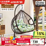 乐系（LEXI） 吊椅双人鸟巢秋千吊篮家用室内阳台吊兰户外吊床藤椅摇篮椅躺椅 双人咖啡粗藤特大号+脚踏 静音款