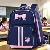 Edison小学生书包护脊护腰防下坠公主风校园双肩背包2529-1蝴蝶结