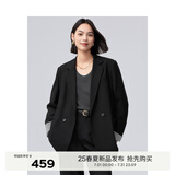 伊芙丽（eifini）【果冻系列】休闲设计感百搭宽松廓形经典延续款西装外套女 黑色西装 L 120-135斤