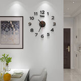 时鸟夜光创意钟表静音免打孔墙上3d挂钟北欧卧室壁钟简约diy时钟客厅 TX黑色 30厘米