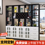 臻酷 隔断柜 酒柜客厅架玄关柜现代简约欧式门厅间厅柜家用屏风 白色+黑色 玻璃门款 三门三抽160*200*30cm 包安装