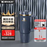 STANLEY巨无霸吸管杯水杯保温杯大容量不锈钢杯子办公887毫升-暮光灰