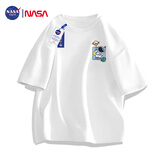 NASA GISS官方潮牌联名T恤男卡通动漫简约纯棉舒适夏季短袖男装 白色 L 
