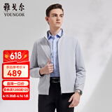 雅戈尔（YOUNGOR）单夹克男立领单茄克四面弹舒适夹克男士上衣外套 VJJK414977EQA浅灰色 M 170/92A