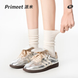 PRIMEET派米灰色袜子女春秋中筒袜堆堆袜玛丽珍纯色棉袜中筒袜长袜