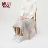 无印良品（MUJI） 羊毛编织 能护膝的大号披肩 围巾围脖冬季保暖 米白色格纹 60×180cm