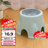 好尔凳子时尚创意小板凳可爱浴室矮凳换鞋小圆凳高20.5cm北欧蓝