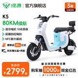 绿源（Luyuan）新国标电动自行车K5 通勤代步轻便电瓶车 48V24A可提锂电 光纤白