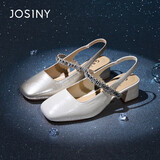 卓诗尼包头凉鞋女春夏法式仙女风粗跟单鞋方头高跟玛丽珍鞋 香槟金 39