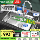 欧琳（OULIN）【国补立减15%】水槽大单槽厨房水槽304不锈钢单槽洗菜盆一体盆