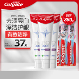 高露洁（Colgate）劲白系列小苏打牙膏牙刷套装（牙膏北美留兰味 120g×3+牙刷×3）