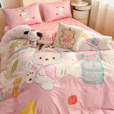 洛寐卡通纯棉床上四件套夏季床单库洛米被套学生宿舍被罩全棉床品套件 音乐帕恰狗 【大版卡通印花】 1.8m四件套 床单款 被套200*230cm