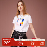 FILA斐乐官方女装短袖T恤女夏季舒适经典针织短袖小熊t上衣潮流时尚 标准白-F11W118151F XL （175/92A/XL）