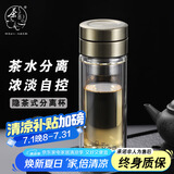 茶之恋双层玻璃杯茶水分离杯男泡茶杯子便携杯子隔热水杯送礼礼物 钛金色 360ML