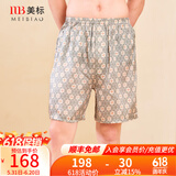 美标真丝内裤睡衣男士春夏短裤100%桑蚕丝可外穿沙滩睡裤丝绸家居服 K413-19灰绿 3XL (185)