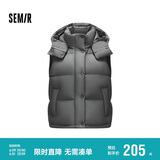 森马（Semir）羽绒马甲女可拆卸连帽设计感2024冬叠穿宽松三防外套109724103002