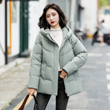 雪中飞秋冬新款保暖连帽女士羽绒服防钻绒外套时尚休闲羽绒服女 豆绿色|4186 XL /175/96A