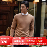 雅戈尔（YOUNGOR）羊毛衫男全绵羊毛羊毛衫舒适暖和厚度适中温暖舒适可内搭翻领衬衫 VYQW639994XYA驼色 XL 110cm