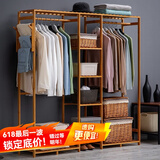 木马人简易衣柜家用衣橱收纳置物架楠竹组合衣服柜子置物架收纳架储物柜 原色-旗舰版柜式