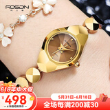 劳士顿（ROSDN） 手表女简约防水石英表女表双日历女士手表七夕新年礼物送女友 金黄色四刻 25mm
