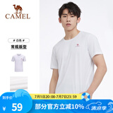 骆驼（CAMEL）运动T恤透气健身衣跑步体恤宽松速干衣短袖上衣夏 J0S2V6925，白色，男 2XL (190)