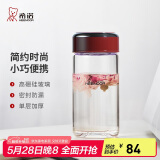 希诺单层玻璃杯家用办公水杯女高颜值便携泡茶杯子XN-9056红色 360mL