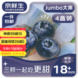 京鲜生 国产蓝莓 4盒18mm+装 125g/盒 生鲜水果 源头直发 包邮