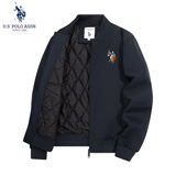 U.S. POLO ASSN.夹克外套男秋季男士休闲立领飞行茄克保罗宽松上衣深蓝XL