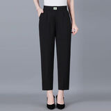 女士夏季薄款冰丝速干裤 宽松哈伦裤显瘦九分裤 大码休闲裤女 黑色 3XL 建议120-145斤