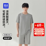 海澜之家睡衣男士圆领套头冰丝凉感舒适可外穿短袖短裤家居服套装